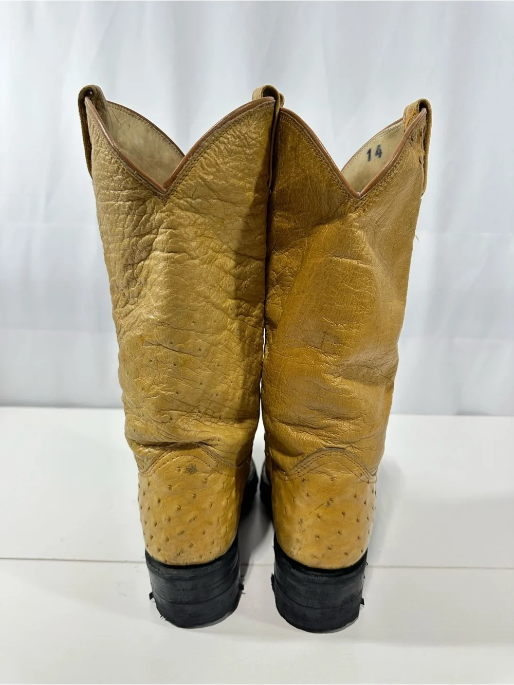 #229 Vintage Quality Cowboy Boots Full Quill ostrich Leather Unmarked